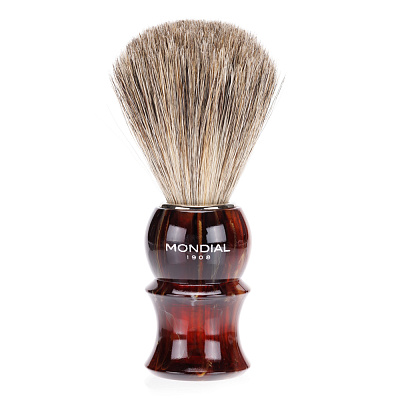 Помазок для бритья Mondial, пластик, ворс барсука, рукоять - темно-коричневый цвет (Коричневый)