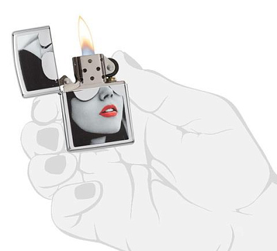Зажигалка ZIPPO Gold Design с покрытием High Polish Chrome, латунь/сталь, серебристая, 38x13x57 мм