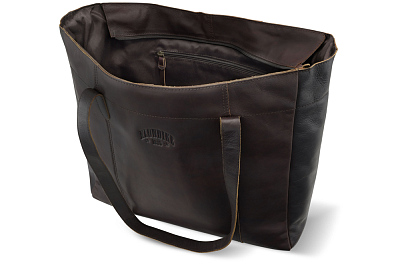 Сумка-шоппер KLONDIKE RUSH «Rachel», натуральная кожа в темно-коричневом цвете, 55 х 37 х 14 см