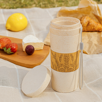 Термостакан с двойной стенкой Tender из пшеничного волокна, бежевый