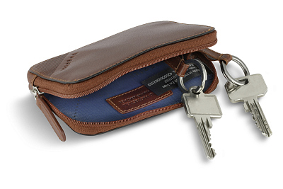 Ключница BUGATTI Nobile, коричневое, воловья кожа/полиэстер, 11,5х1,5х7 см
