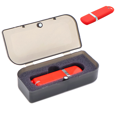 Флешка Shape с покрытием Софт Тач в футляре  (Красный)