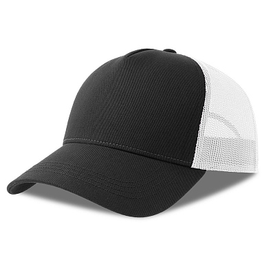 Бейсболка RAPPER COTTON-S, 5 клиньев, пластиковая застёжка (Черный, белый)