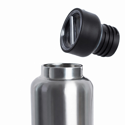 Термос Hike c ланьярдом и манжетой, серебристый-белый