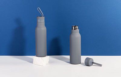 Бутылка для воды "Фитнес" 700 мл, покрытие soft touch, серый