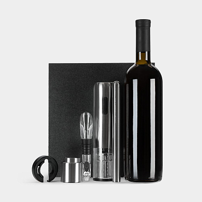 Винный набор Veritas, черный с серебристым (Серебристый)