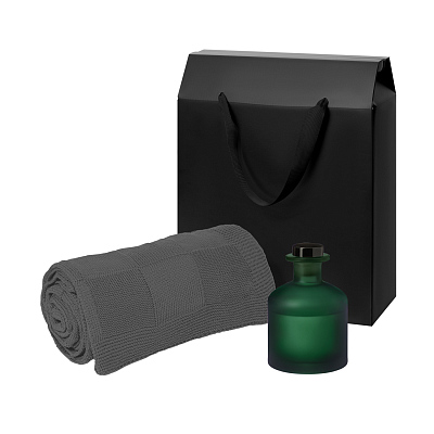 Подарочный набор Mizu, Cella, зеленый (диффузор, плед) (Зеленый, серый)