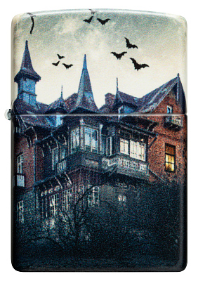 Зажигалка ZIPPO Horror House с покрытием 540 Matte, латунь/сталь, белая, 38x13x57 мм