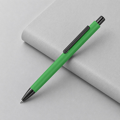 Металлическая шариковая ручка Ellipse gum soft touch с зеркальной гравировкой (Зеленый)