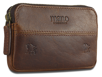 Ключница Mano "Don Leon", натуральная кожа в коричневом цвете, 12 х 7 см