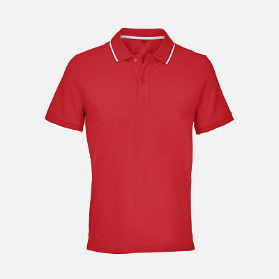 Рубашка поло унисекс Palermo, белая с темно-синим (Красный)