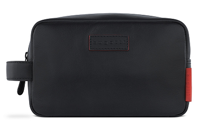 Несессер дорожный BUGATTI Clark, чёрный, воловья кожа/полиэстер, 20х10х13 см, 2,5 л