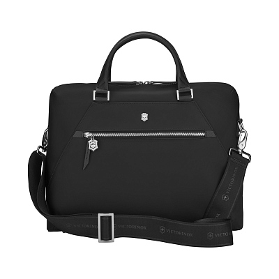 Портфель VICTORINOX Victoria Signature Briefcase, черный, нейлон/кожа, 42x13x30 см, 13 л