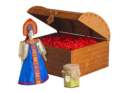 Подарочный набор: кукла фарфоровая, крем-мёд с лаймом и имбирем (Красный)