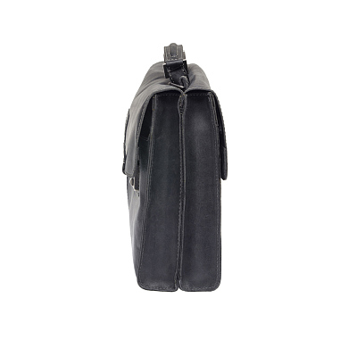 Портфель KLONDIKE Native, натуральная кожа в черном цвете, 40 х 11 х 31 см