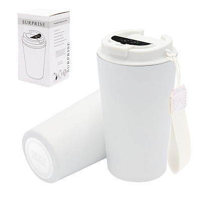 Термокружка Surprise To Go с индикатором, белая (Белый)