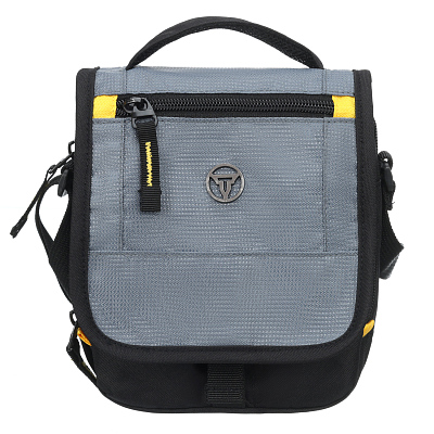 Сумка наплечная TORBER /серый, полиэстер/добби, 15х5х22 см (Черный)