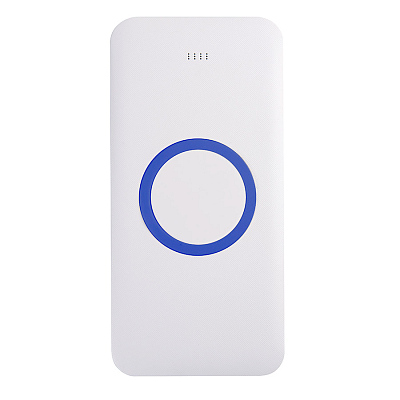 Универсальный аккумулятор с функцией беспроводной зарядки SATURN,белый с синим,15х7,3х1,2см (Белый, синий)