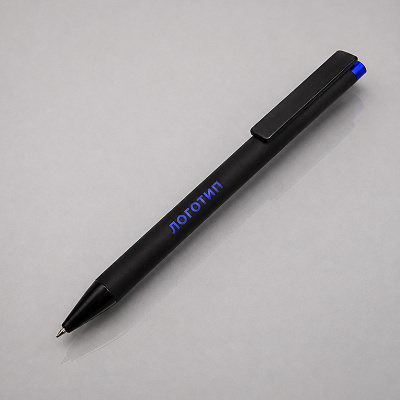 Ручка металлическая шариковая Taper Metal soft-touch (Черный, синий)