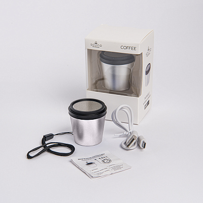 Портативная mini Bluetooth-колонка Sound Burger "Coffee" серебристый