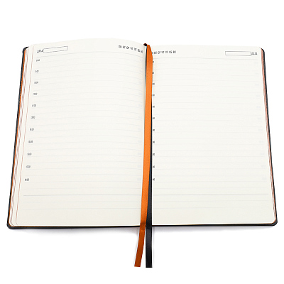 Ежедневник A5 недатированный Efemero в мягком переплёте, черно-оранжевый