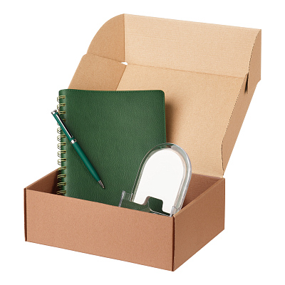 Подарочный набор Vista  (ежедневник, ручка, зарядная станция) (Зеленый)