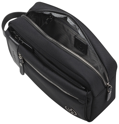 Несессер мужской BUGATTI Nero, чёрный, нейлон 1680D/кожа, 24х7,5х16 см