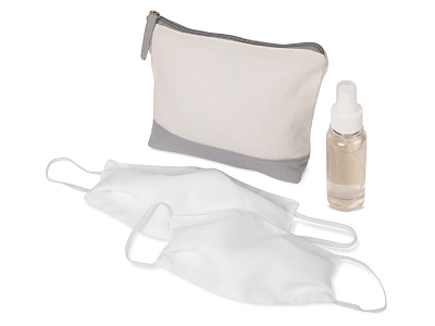 Набор средств индивидуальной защиты Базовый 2.0 (Косметичка- белый/серый, маски- белый)