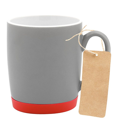 Кружка Make Me To Go, серая/красная с биркой (Серый/красный_с_биркой)