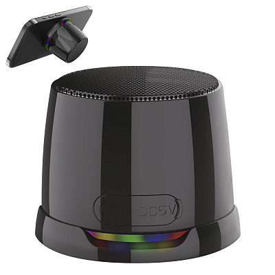 Магнитная беспроводная Bluetooth колонка-подставка Wave 5W, черная (Чёрный) Магнитная беспроводная Bluetooth колонка-подставка Wave 5W, черная (Чёрный)