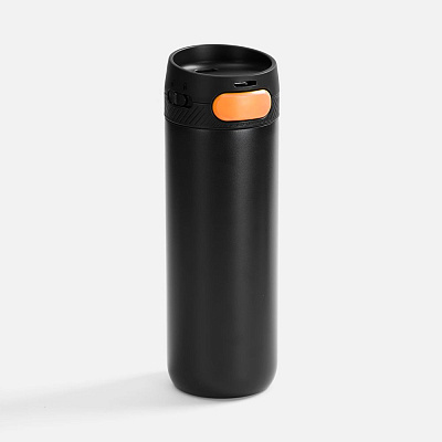 Термостакан X1 с цветной кнопкой, белый с оранжевым (Оранжевый)