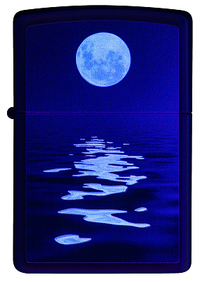 Зажигалка ZIPPO Moon Sunset с покрытием Black Light, латунь/сталь, чёрная, матовая, 38x13x57 мм