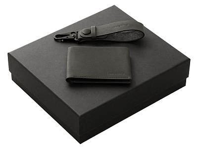 Подарочный набор Long River: кошелек, ремешок для ключей (Чёрный)