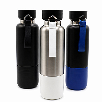 Термос Hike c ланьярдом и манжетой, серебристый-белый