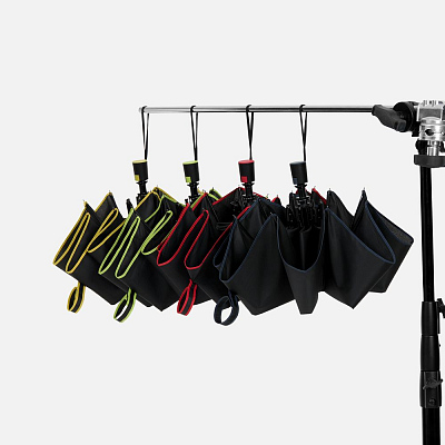 Зонт складной Edgeline, черный с синим