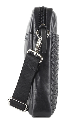 Сумка через плечо Mano "Don Luca", натуральная кожа в черном цвете, 23 х 26,5 х 4,5 см