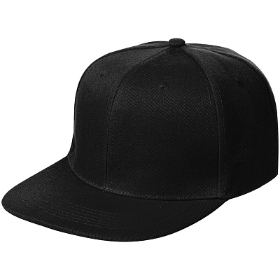 Бейсболка Snapback с прямым козырьком, черная (Чёрный)