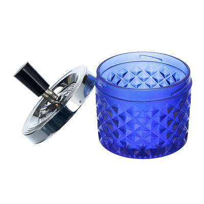 Пепельница S.Quire круглая, сталь, покрытие хром, стекло, синяя, 90 мм