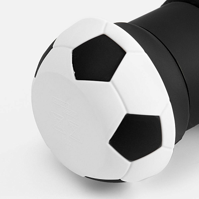 Складная бутылка для воды Football Flex, белая с черным