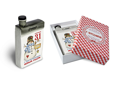 Штоф Новогодний календарь (Белый, серый)