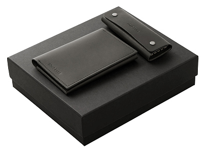 Подарочный набор Long River: обложка для паспорта, ключница (Чёрный)