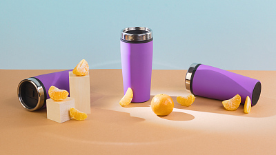 Термостакан "Европа" 500 мл, покрытие soft touch, фиолетовый