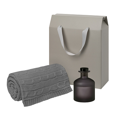 Подарочный набор Mizu, Fado  (диффузор, плед) (Серый)