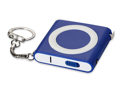 Брелок-рулетка с фонариком Книга, 1м (Синий/белый/серебристый)