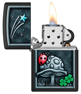 Зажигалка ZIPPO Ladybug Design с покрытием Black Matte, латунь/сталь, черная, матовая, 38x13x57 мм