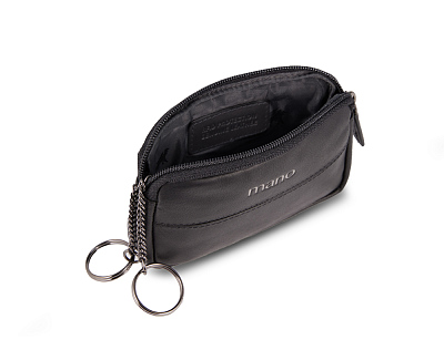 Ключница Mano "Don Romeo", с RFID защитой, натуральная кожа в чёрном цвете, 11 х 2 х 7 см