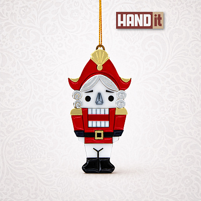 Ёлочная игрушка Щелкунчик (белый с красным) (Белый с красным)