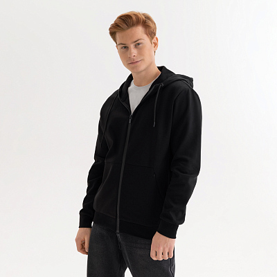 Толстовка на молнии с капюшоном MATEO черная, размер XL (Чёрный)