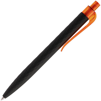 Ручка шариковая Prodir QS01 PRT-T Soft Touch, черная с оранжевым
