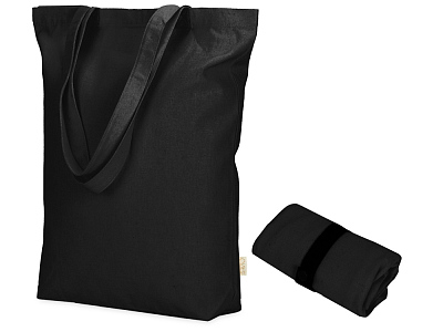 Сумка Fixy из переработанного хлопка 220 г/м2 с фиксирующей лентой (Чёрный)